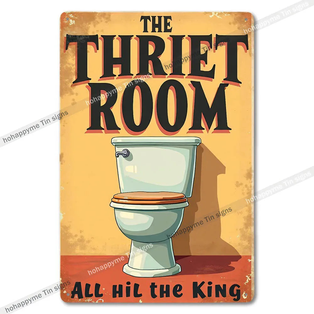 Retro Metal Tin Bathroom Signs Wall Decor for Home Restroom Vintage Toilet Humor Art Unique Gift Ideas