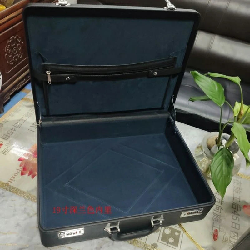 Password Box Multi-function Portable Suitcase Business Men Leather Laptop Box Messenger Bag 18"19" Inch Briefcase
