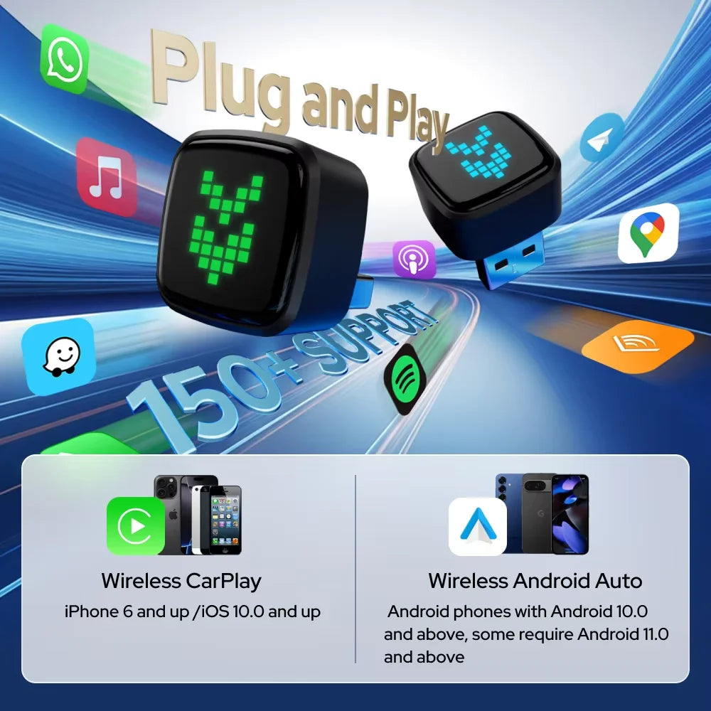 Skilldrive 2026 mini 2 in 1 Wireless CarPlay Apapter Type C Port CarPlay Android Auto USB Converts Wired to Wireless Plug & Play