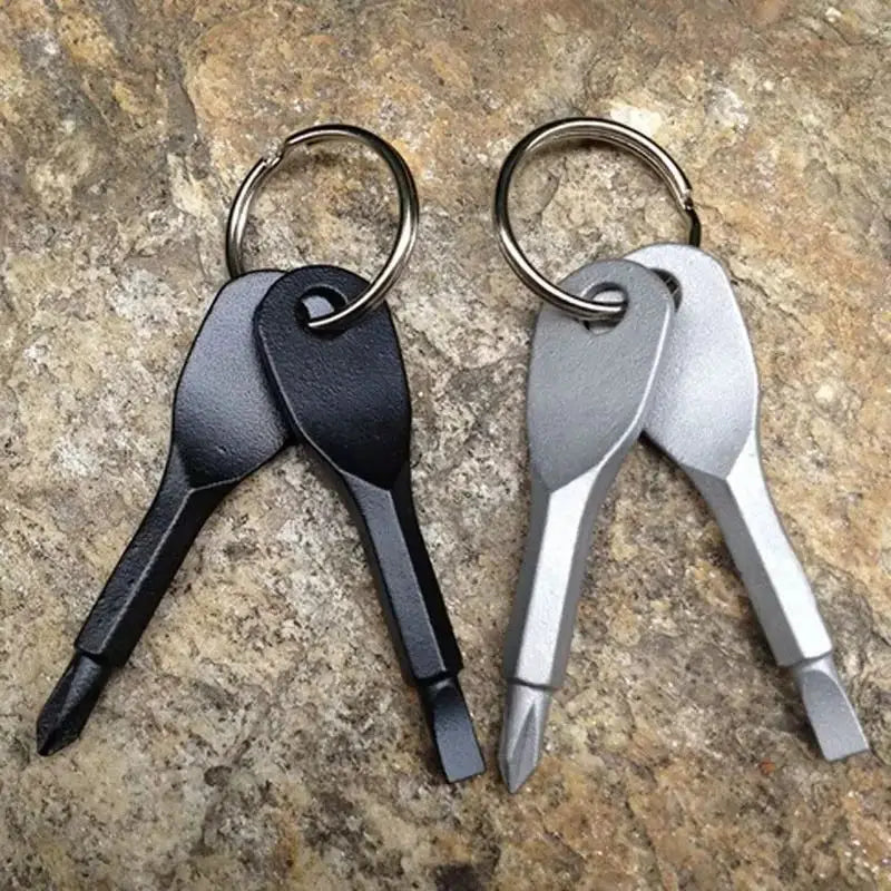 2Pcs Mini Keychain Screwdriver Set Cross Flat Head Stainless Steel Carabiner EDC Multi-tool Camping Tool