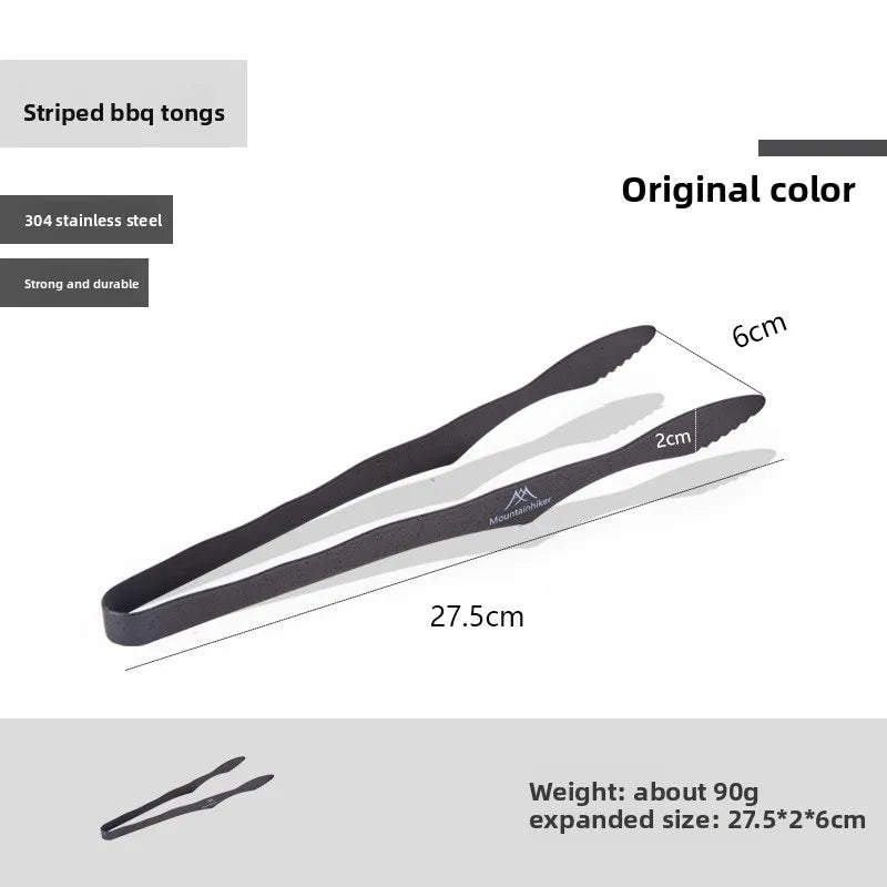 304 Stainless Steel Tongs Portable Lightweight Camping Grill Clip Outdoor Barbecue Meat Food Clamp Travel Picnic Cooking Utensil