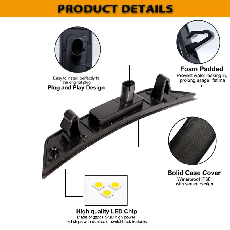 iJDM Amber Yellow 12V Front Side Marker LED Lights For 2021-2022 Chevy Trailblazer Front Bumper Turn Signal Lamp,White