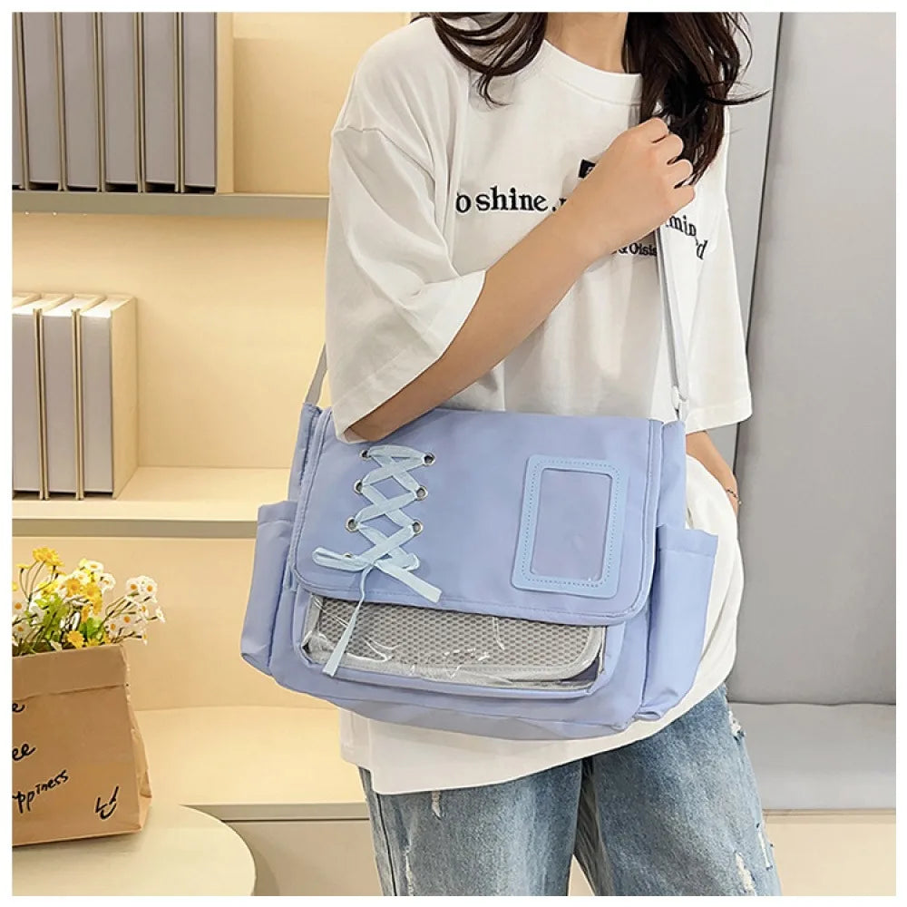 Strap ita bag, large-capacity shoulder crossbody bag, ita bag, anime-themed bag, versatile, girly, college-style, transparent, s
