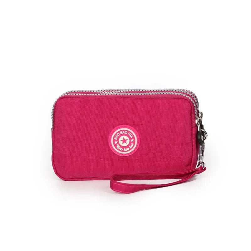 Stylish Jellyfish Print Triple Zipper Phone Bags, Compact Canvas Clutch Purse for Women’s Daily Essentials Casual Wallets Use