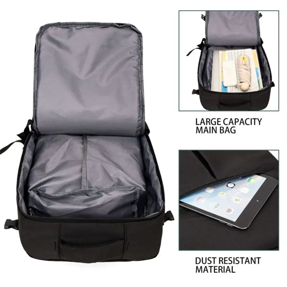 Large Capacity Travel Backpack Clamshell Opening Lightweight Daypack Side Compression Straps Separate Laptop Compartment