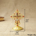 Byzantine Orthodox Standing Crucifix Gold Red Rhinestone Cross Altar Church Home Decor Jesus Icon Religious Christian Gift
