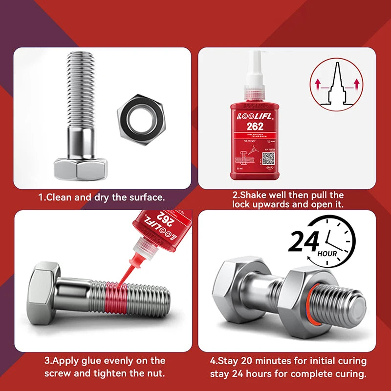 Loctite 262 Screw Lock Threadlocker Quickly Cured Thread Locking Agent Anaerobic Adhesive Corrosion-Resistant Anti-LooseningGlue