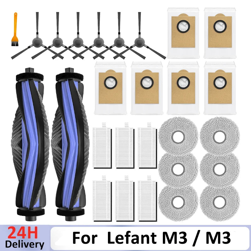 Accessories For ( Lefant M3 / M3 MAX / M3L ) HEPA Filters Robot Vacuum Cleaner Main Side Brush Mop Cloth Pads Dust Bags