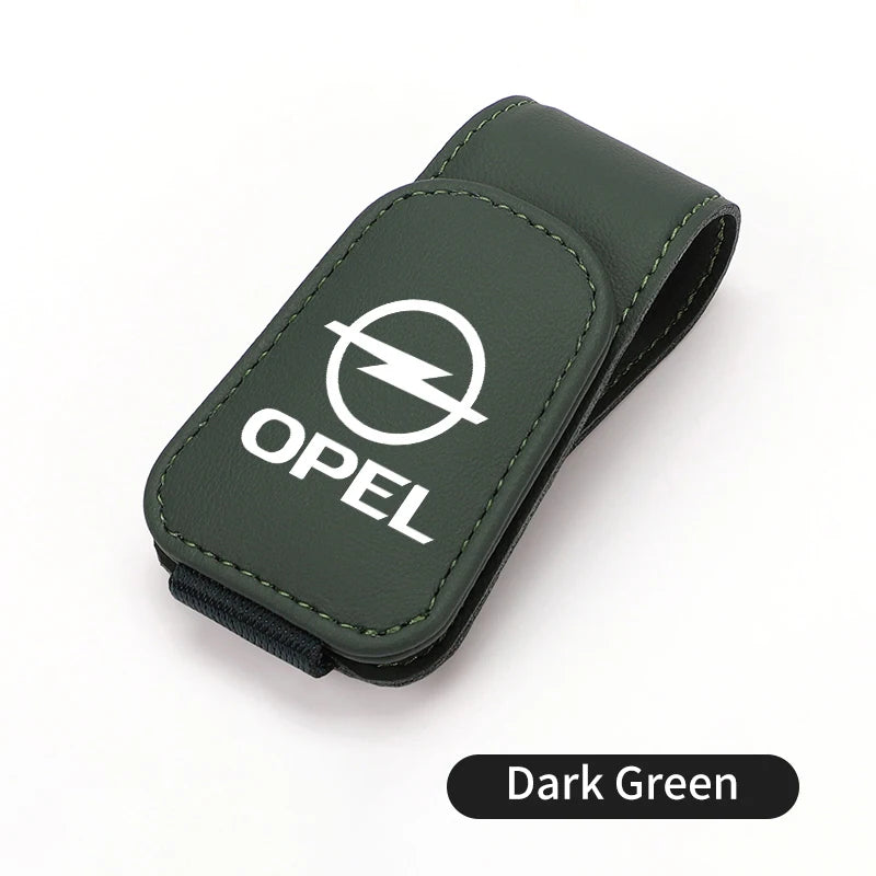 Car Magnetic Leather Card Ticket Holder Sun Visor Glasses Clip For Opel Astra H G J Insignia Corsa Zafira Meriva Mokka