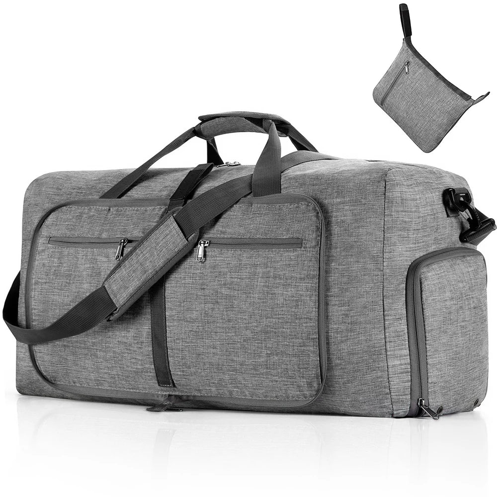 Travel Duffle Bag for Men 65L Foldable Outdoor Travel Duffel Bag with Shoes Compartment Overnight Bag for Men Women Handbag