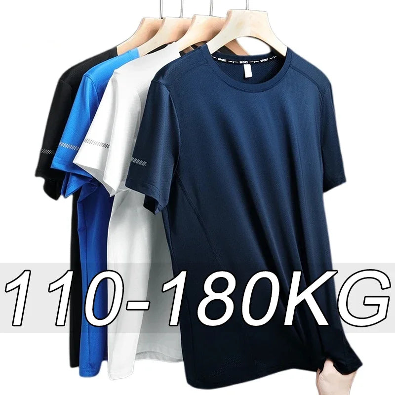 1/2pcs Plus Size Men's T-Shirts Quick Dry Short Sleeves Tees Gym Jerseys Fitness Trainer Running Tops Sportswear Male Clothing