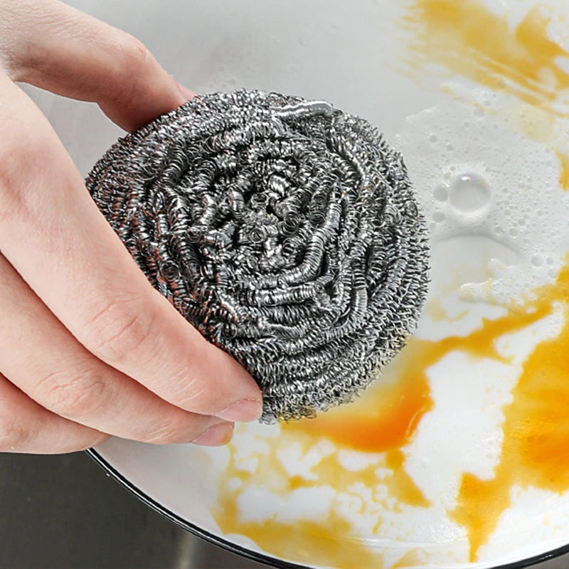 Mini Stainless Steel Cleaning Balls Kitchen Washing Pots Pans Dishes Rust and Oil Removal Wire Steel Ball Scrubber Cleaner Tools