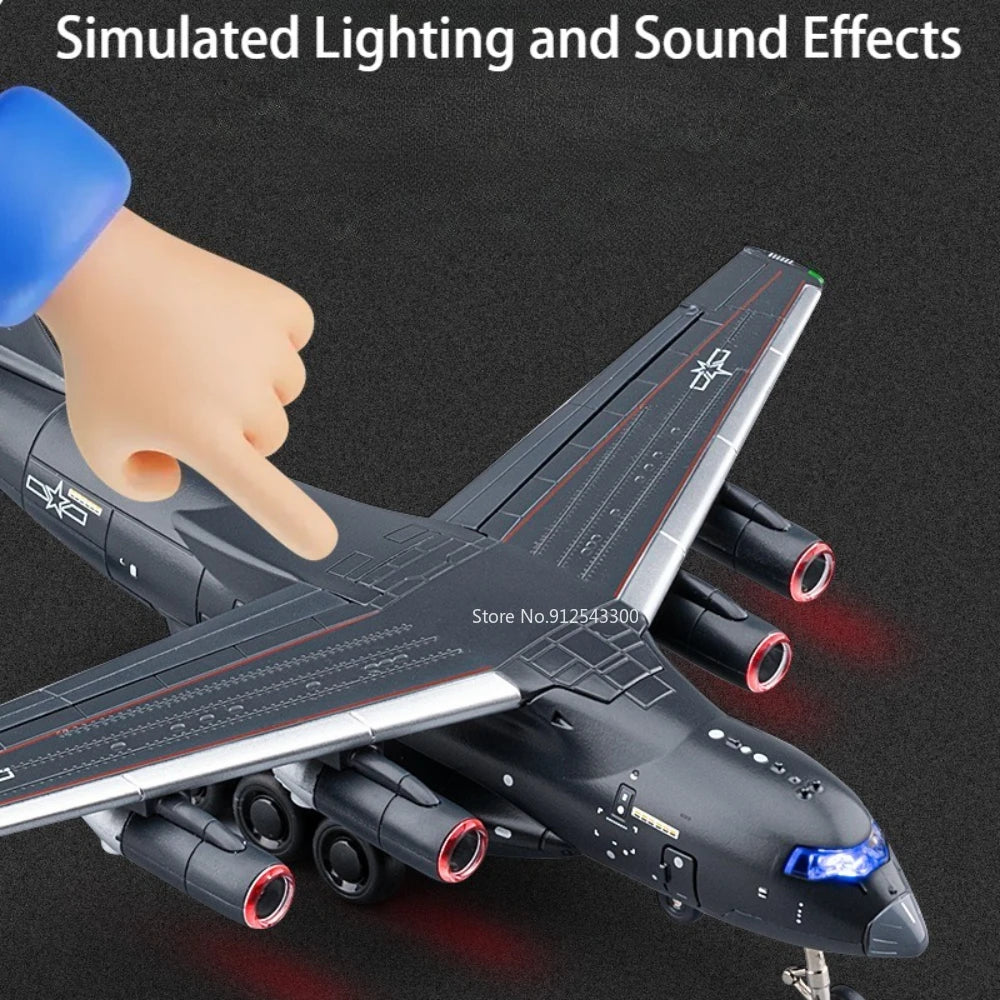 1:180 Scale Y-20 Transport Aircraft Model Toy Metal Body Pull Back Foldable Nose Wheel Military Plane Models Children's Gifts