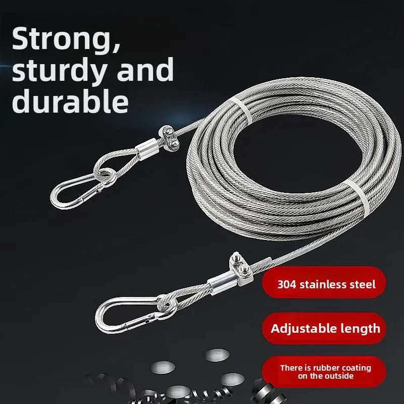 2/5/10m Thick Stainless Steel Clothesline, Waterproof Rustproof Rope for Balcony Curtain & Quilt Drying