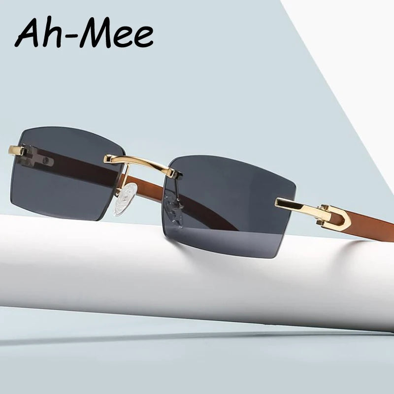 Hiking Camping Sqaure Brand Designer Anti Light Glasses Men Women Wood Frames Rimless Black Eyeglasses Fashion Eyewear UV400