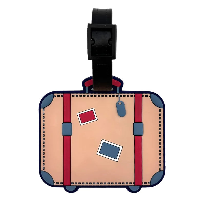 New Creative PVC Luggage Tags Suitcase Tag Cartoon Cute Luggage Tags Checked in Tags Anti Loss Tag Holiday Travel Accessories