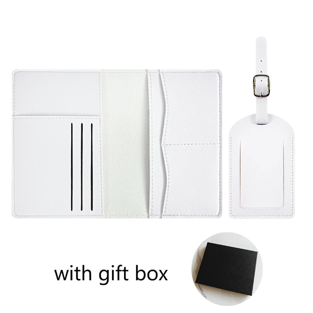 Custom Initials Passport Holder Suitcase Tag Set Luxury  Personalize Name logo Gift Lightweight Travel Accessories Set With Box