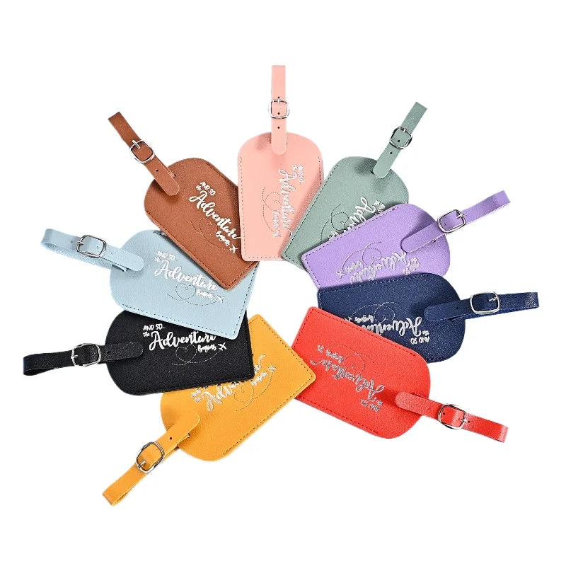 Fashion PU Letter Pattern Cute Luggage Tag men women Suitcase Name Label Luggage Tags Bag Tags for Luggage Travel Accessories