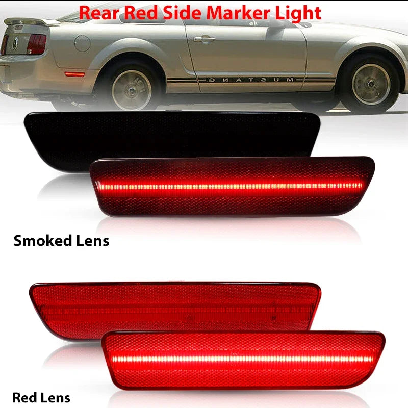 iJDM For Ford Mustang T10 Red Full LED Rear Side Marker Light Accessories ,Replace OEM 4R3Z15A201BA Back Sidemarker Lamps 05-09