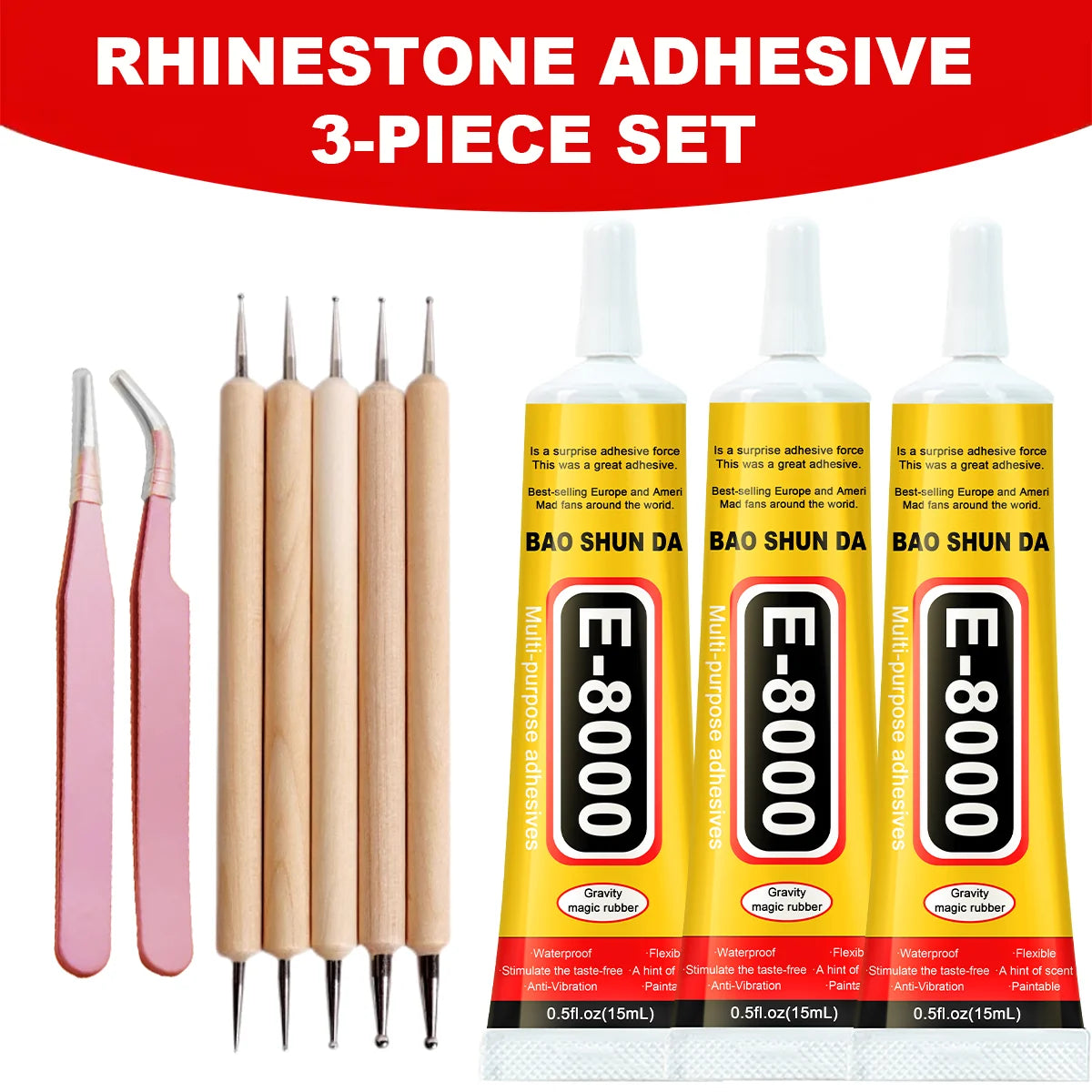 E-8000 15ML Transparent Phone Screen Repair Glue E8000 Universal Glass Plastic DIY Adhesive With Precision Applicator Ela