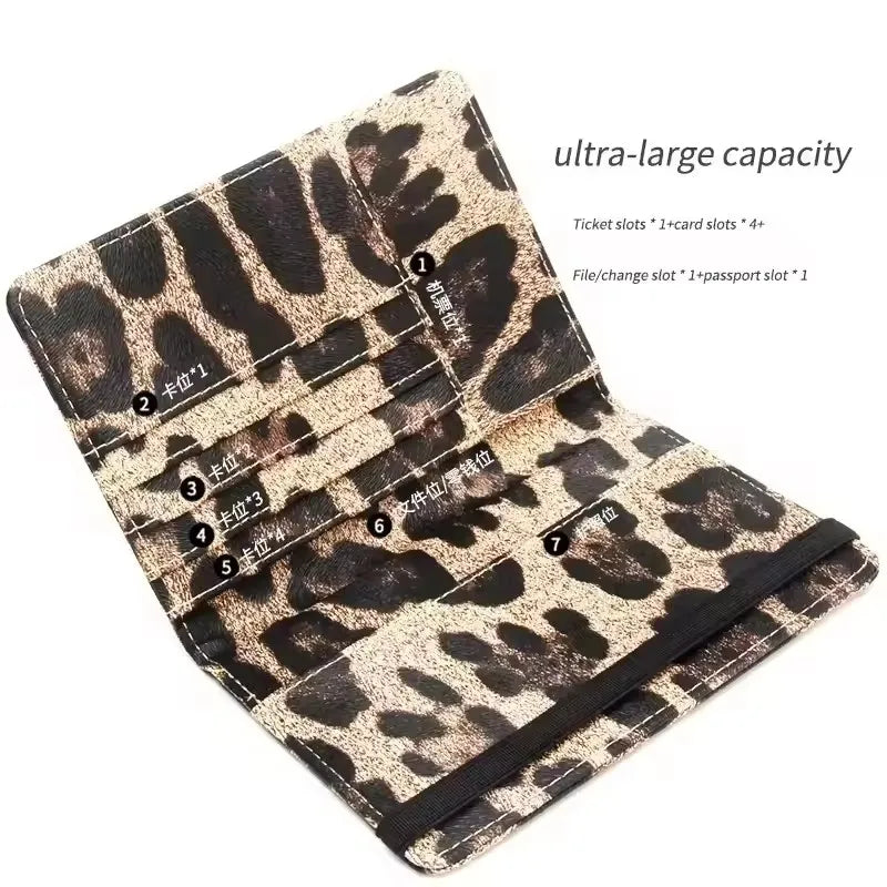 Passport Cover With Bandage Waterproof Passport Clip Built-in RFID Shielding Leopard Print Passport holder Travel Accessories