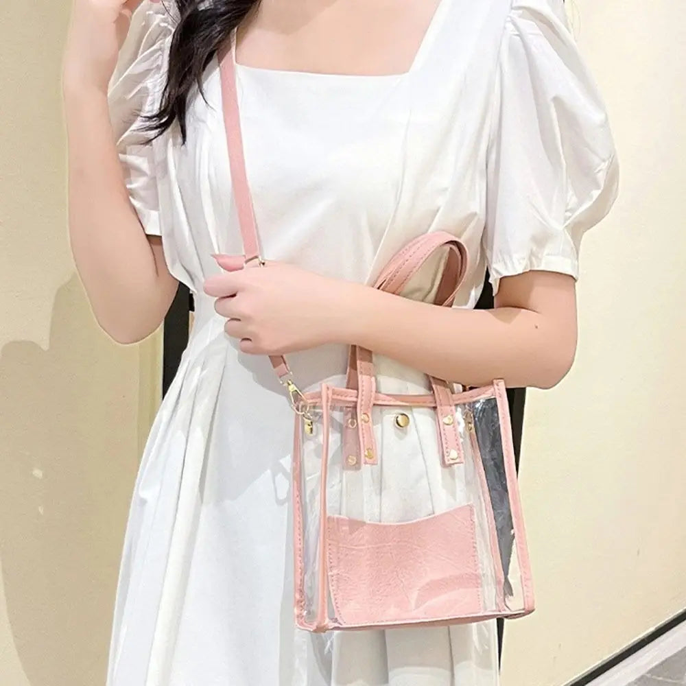 Transparent Crossbody Bag for Women Candy Color Fashion Shoulder Bag PVC Transparent Jelly Bag Crossbody Bags
