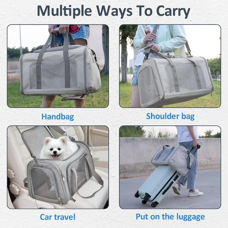 Portable Pet Carrier for Small Medium Cat Dog Lightweight Travel Cat Crate Soft Side Pet Handbag Carriers with Breathable Mesh