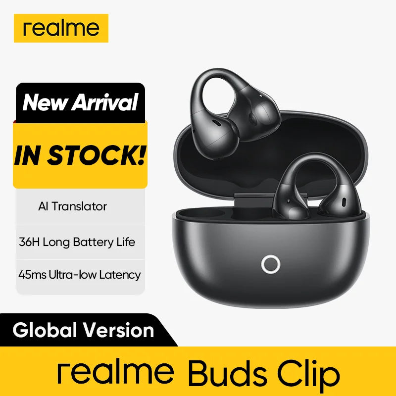 realme Buds Clip OWS Ear Clip Headphones AI ENC Call Noise Cancellation AI Translator Up to 36H Batter Life IP55 Bluetooth 5.4