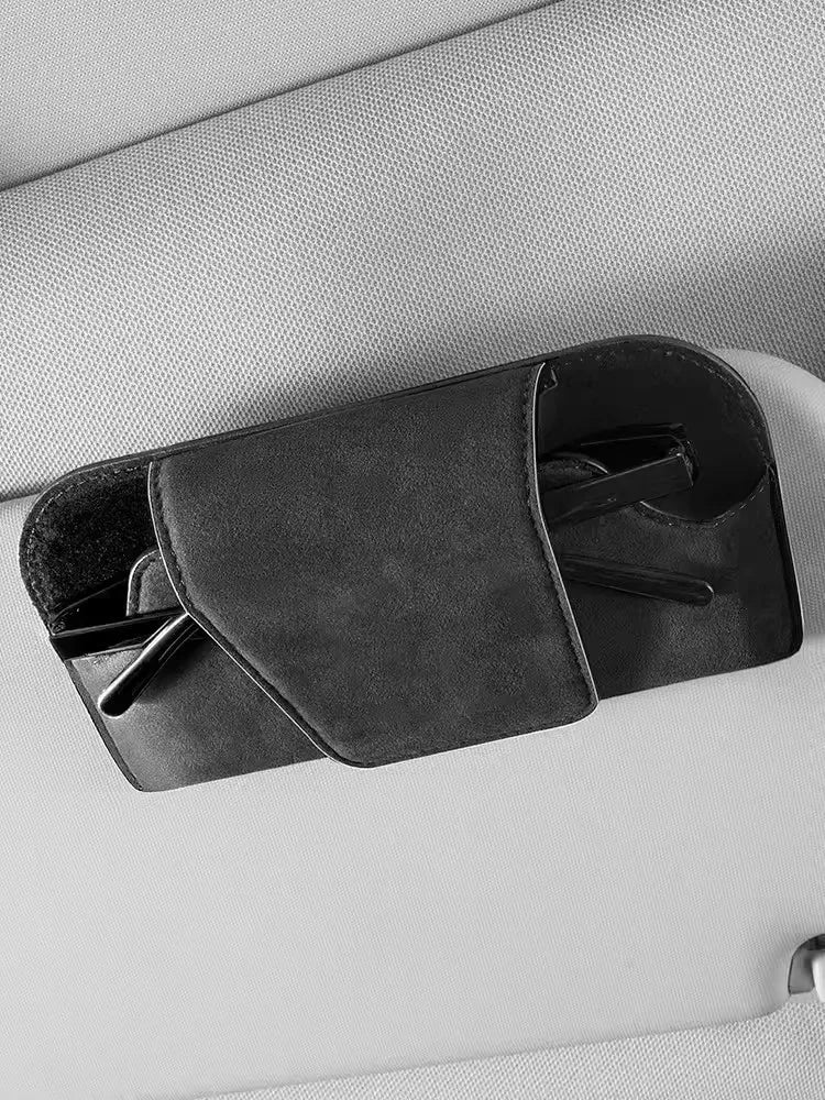 Car Glasses Case PU Leather Auto Sun Visor Glasses Holder Sunglasses Storage Clip Car Interior Card Eyeglasses Case Accessories