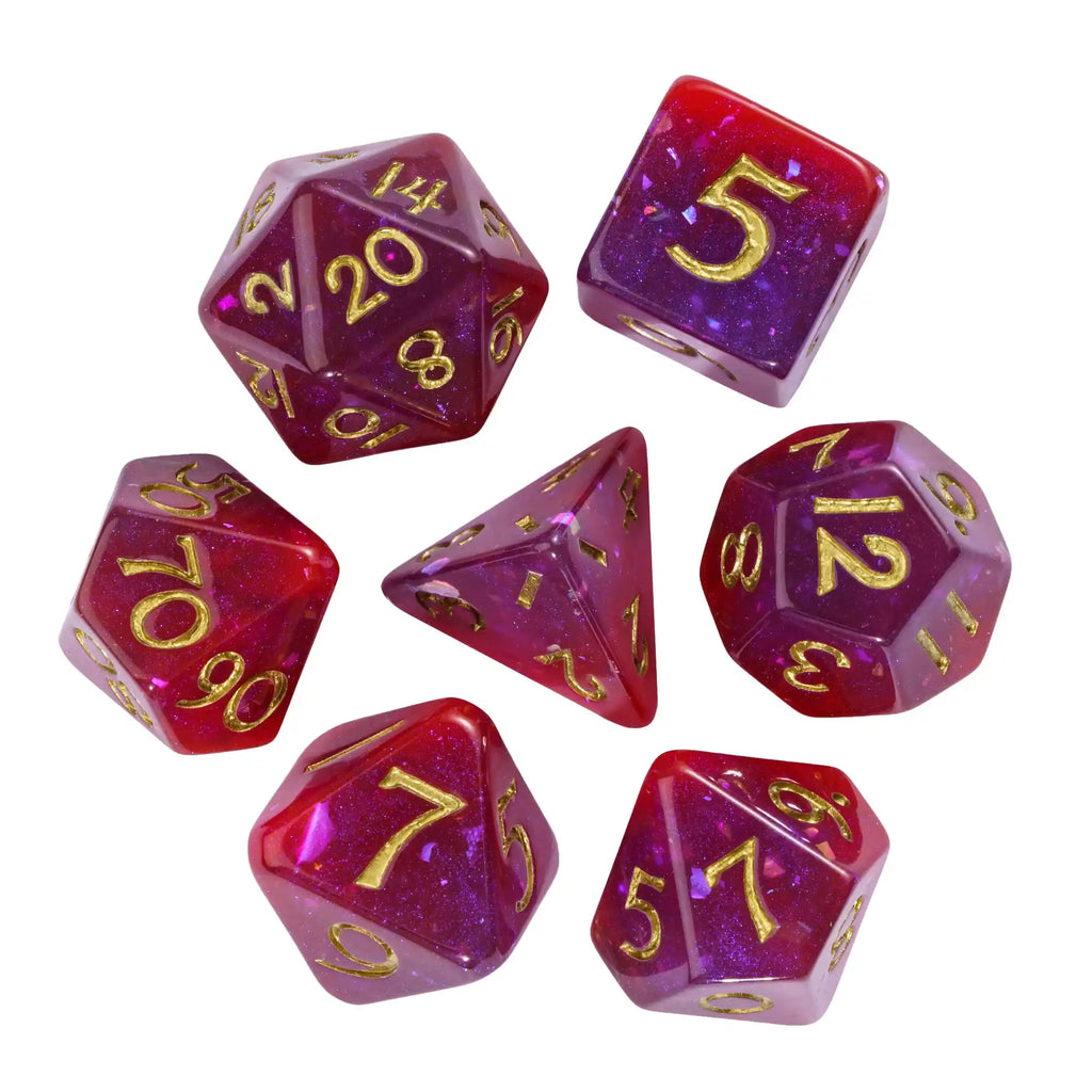 Cusdie Two-tone DND Dices 7 Resin Glitter D&D Dice D4 D6 D8 D10 D% D12 D20 Polyhedral Dice Set for Role Playing Board Games