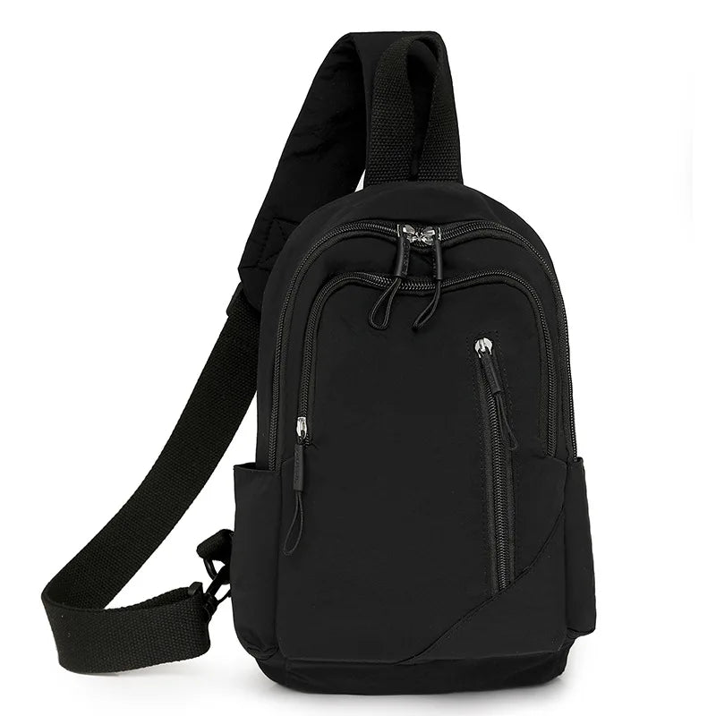 New Solid Color Casual Crossbody Bag Lightweight Waterproof Nylon Unisex Shoulder Sling Backpack Large Capacity Travel Bag