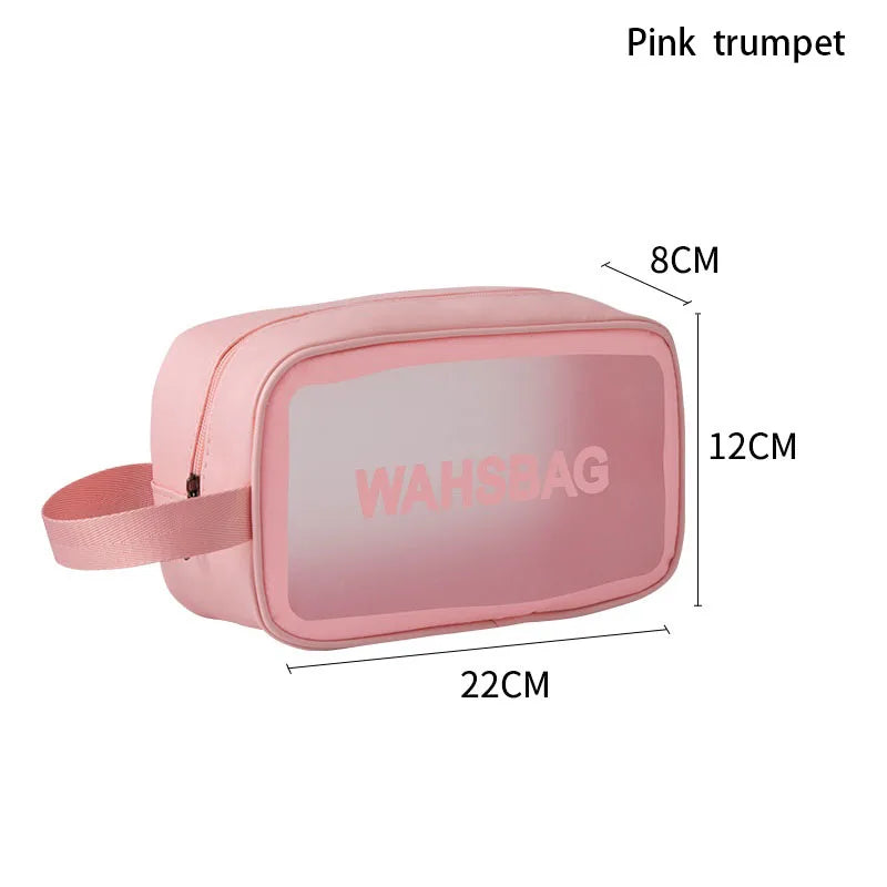 PVC Portable Travel Wash Makeup Bag Women's Cosmetic Bag Large-Capacity Transparent Waterproof Storage Box Organizer