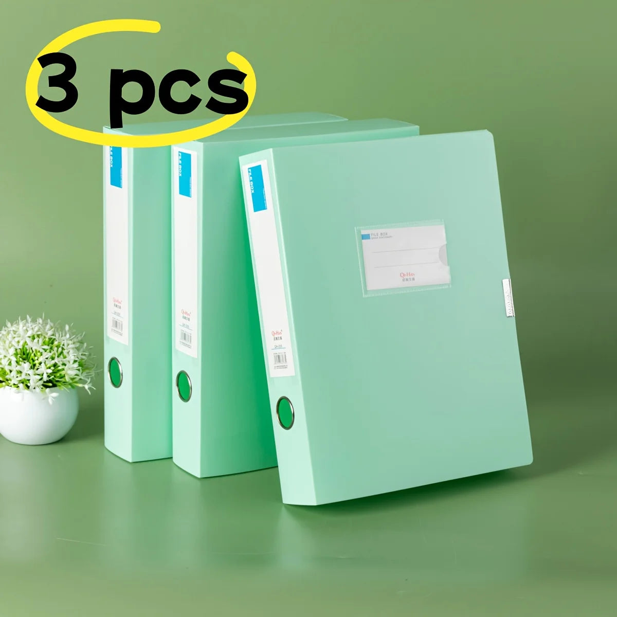3pcs Large Capacity Plastic File Boxes for Office Use - Document, Personnel Records, Financial Accounting, and Invoice Storage