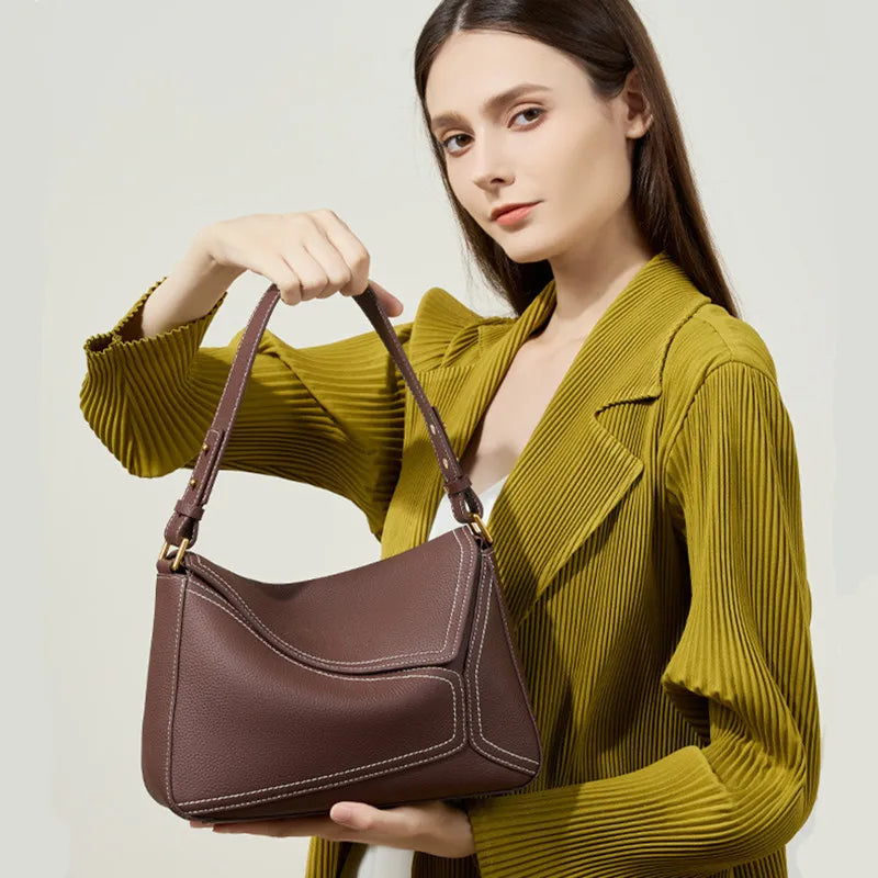 Luxury New Design Handbags Female Crossbody Bag Vintage High-end Geometry Genuine Cowhide Leather Bag Women Fashion Underarm Bag