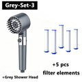 Black & Grey Wall-Mounted High-Pressure Shower Head with  Polished Finish Durable Plastic for Enhanced Water Pressure