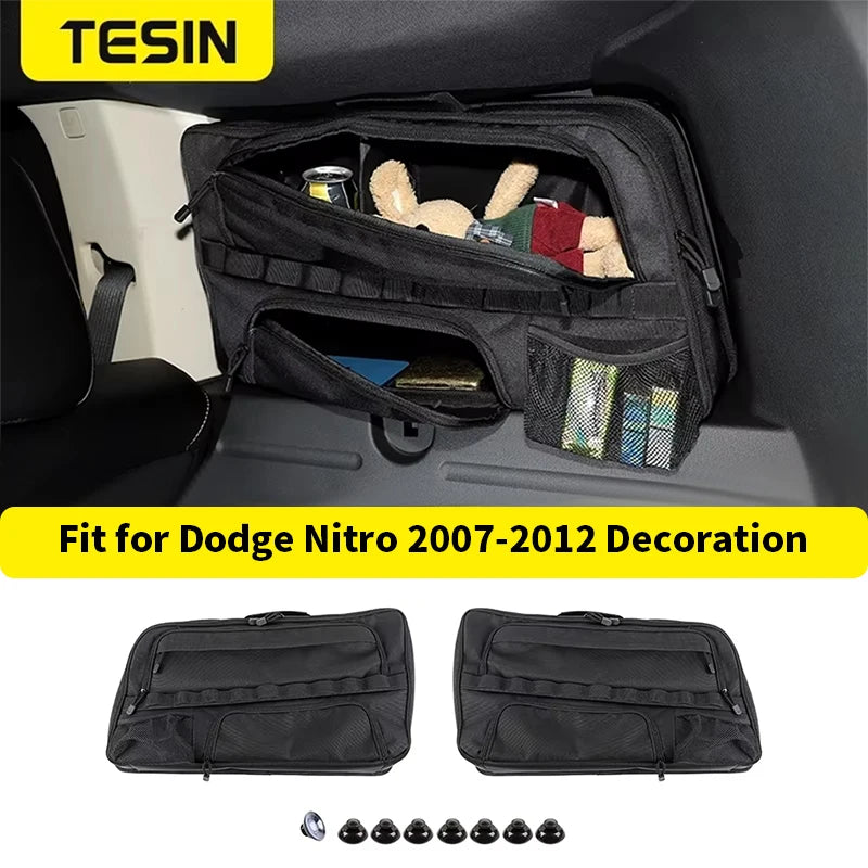 TESIN Car Rear Window Glass Storage Bag Organizers for Dodge Nitro 2007-2012 Stowing Tidying Trunk Side Bag Interior Accessories