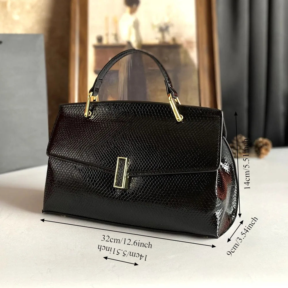 2026 Popular Crossbody Bag Versatile, Glossy Temperament, Snake Pattern Handbag, Shoulder Bag, Casual and Versatile