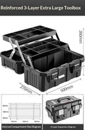 Tool Organizer Case Heavy Duty Metal Toolbox Portable Lockable Large Capacity Tool Chest Garage Workshop Mechanic Organizer
