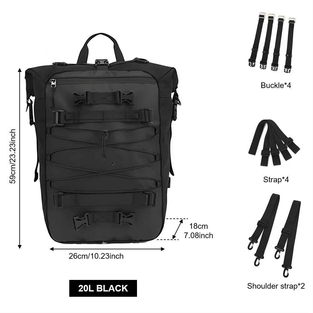 Motorbike Motorcycle Luggage Pack Multi-Function Waterproof Motocross Rear Seat Bag 10L 20L 30L Outdoor Riding Backpack