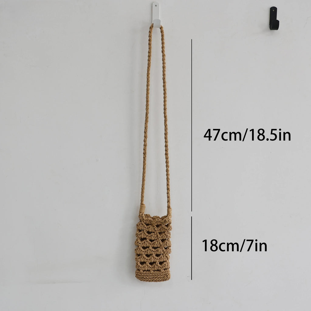 Hand-woven mobile phone bag summer small bag mini messenger holiday women's bag various combinations cotton rope bag net pocket