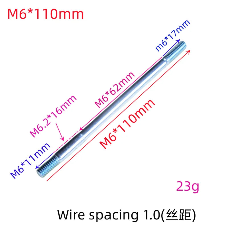 Motorcycle car exhaust pipe screw muffler interface cylinder block screw column bolt M6 to 8 to 10 M7 8mm double headed threaded