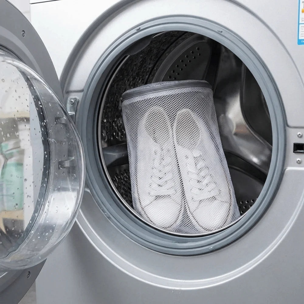 2PCS Honeycomb Mesh Shoe Washing Bags Anti-Deformation Polyester Washing Machine Shoe Bag with Zipper Shoe Cleaning Bag