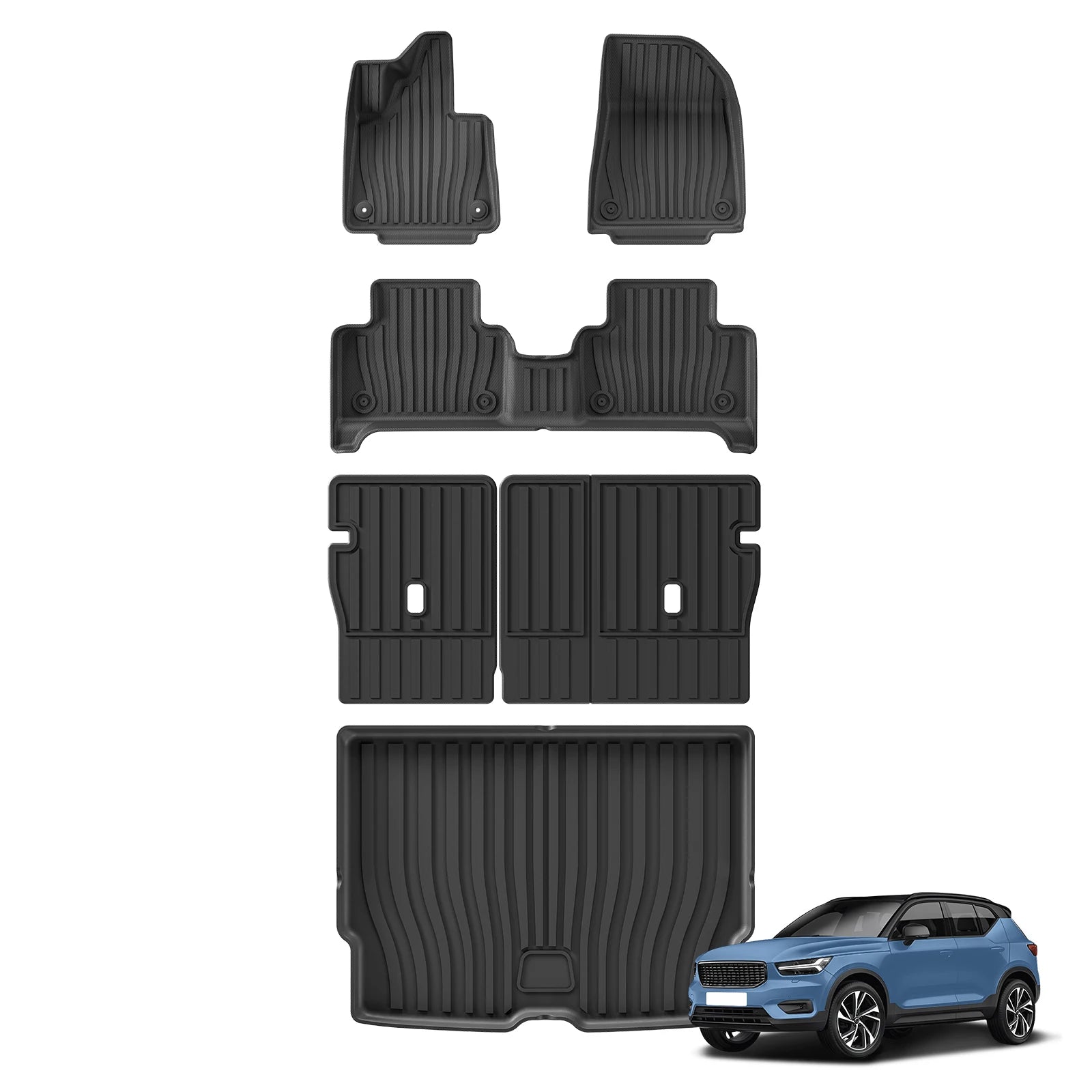 LUCKEASY for Volvo EX30 2024 2025 Car Floor Mats Cargo Liner Trunk Pad TPE 3D Foot Mat Backrest Liner Waterproof Accessories