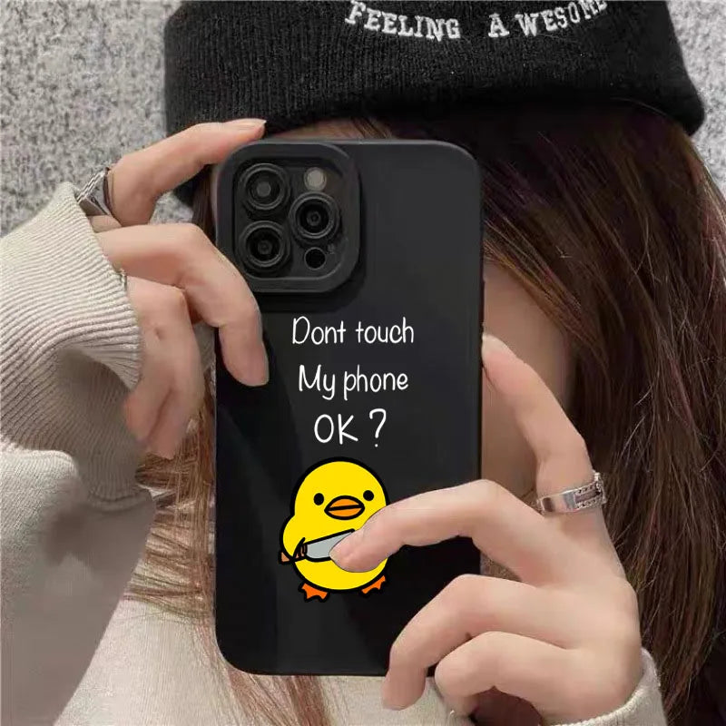 Cute Minimalist Cartoon Duck Phone Case For Samsung S26 S25 5G Case Galaxy S24 FE S23 S22 Plus A16 A36 A56 A55 A54 A53 A52 Cover