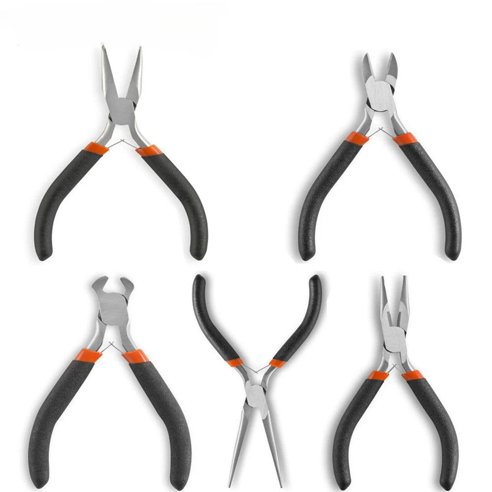 5 Pcs 4.5inch Needle-Nosed Pliers Oblique Wire Pliers Flat Nose Manual DIY Jewelry Mini Pliers Hand Tools