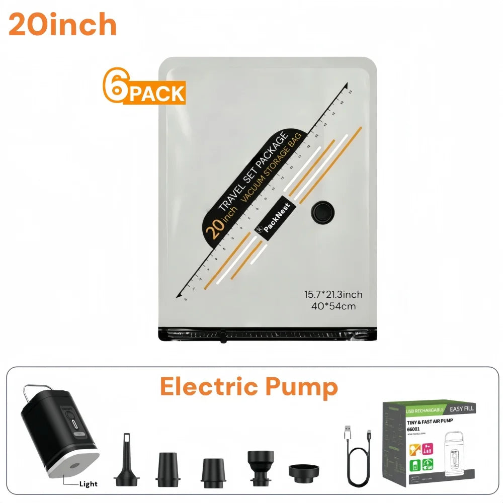 Vacuum Bags for Travel Set with Electric Pump,Compression Space Saver Packing Bags for Luggage Suitcase Clothing Storage Bag