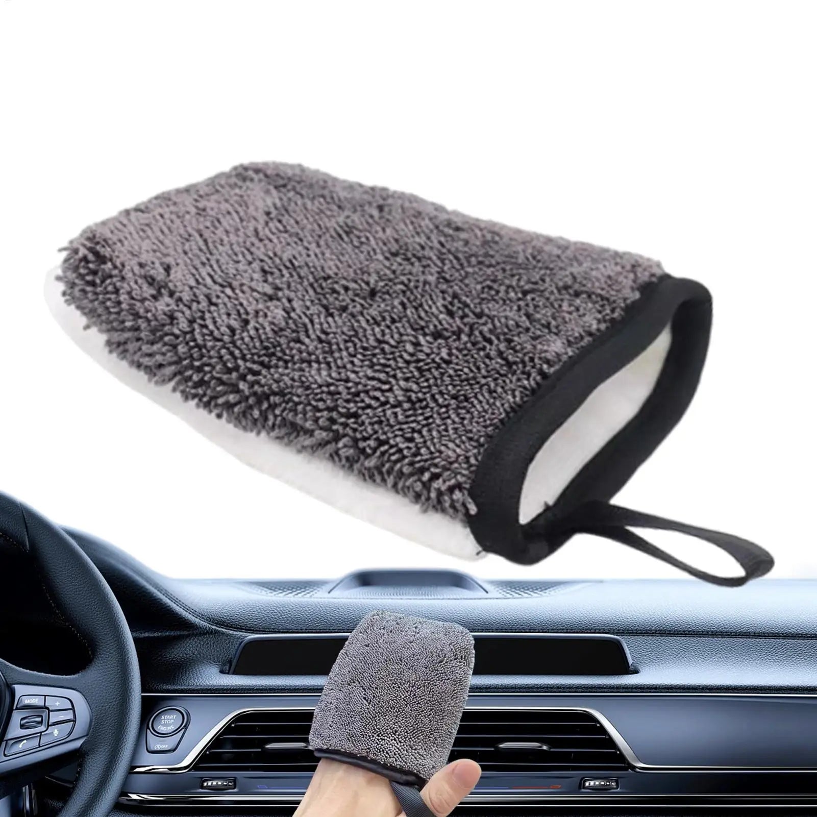 Ergonomic Car Interior Cleaning Mitt Double-Sided Detailing Scrubbing Twist Gloves Cloth for Instrument Panel Door Leather Seat