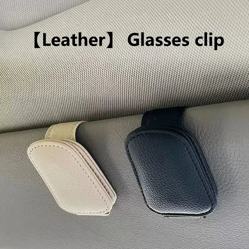Universal Car Sunglasses Clip Suitable for Car Sunshades Magnetic Leather Sunglasses Clip Ticket Clip Sun Visor Car Accessories
