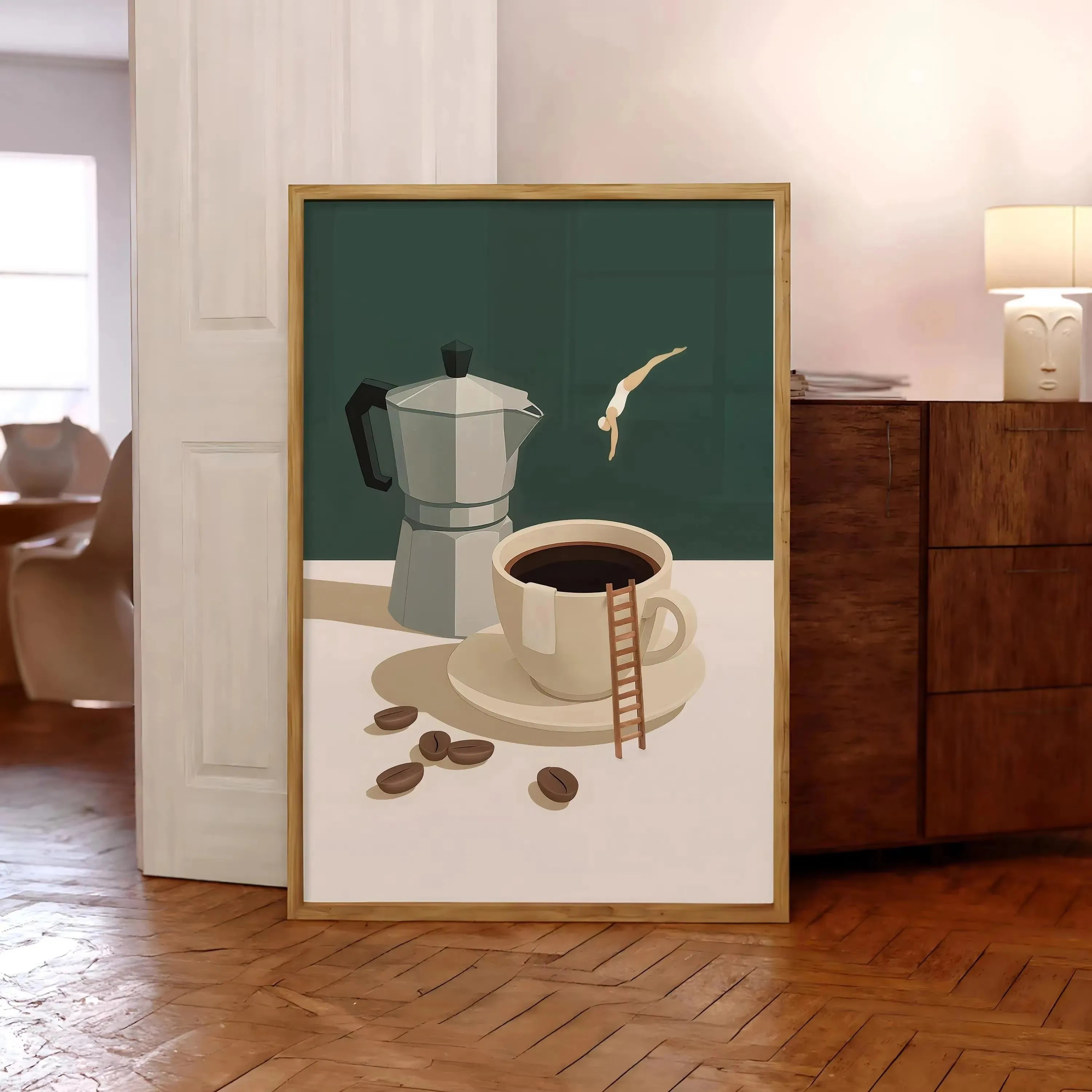Coffee Diver Canvas Prints Kitchen Good Morning Coffee Wall Art Posters for Modern Living Room Home Decor Coffee Lovers Gifts