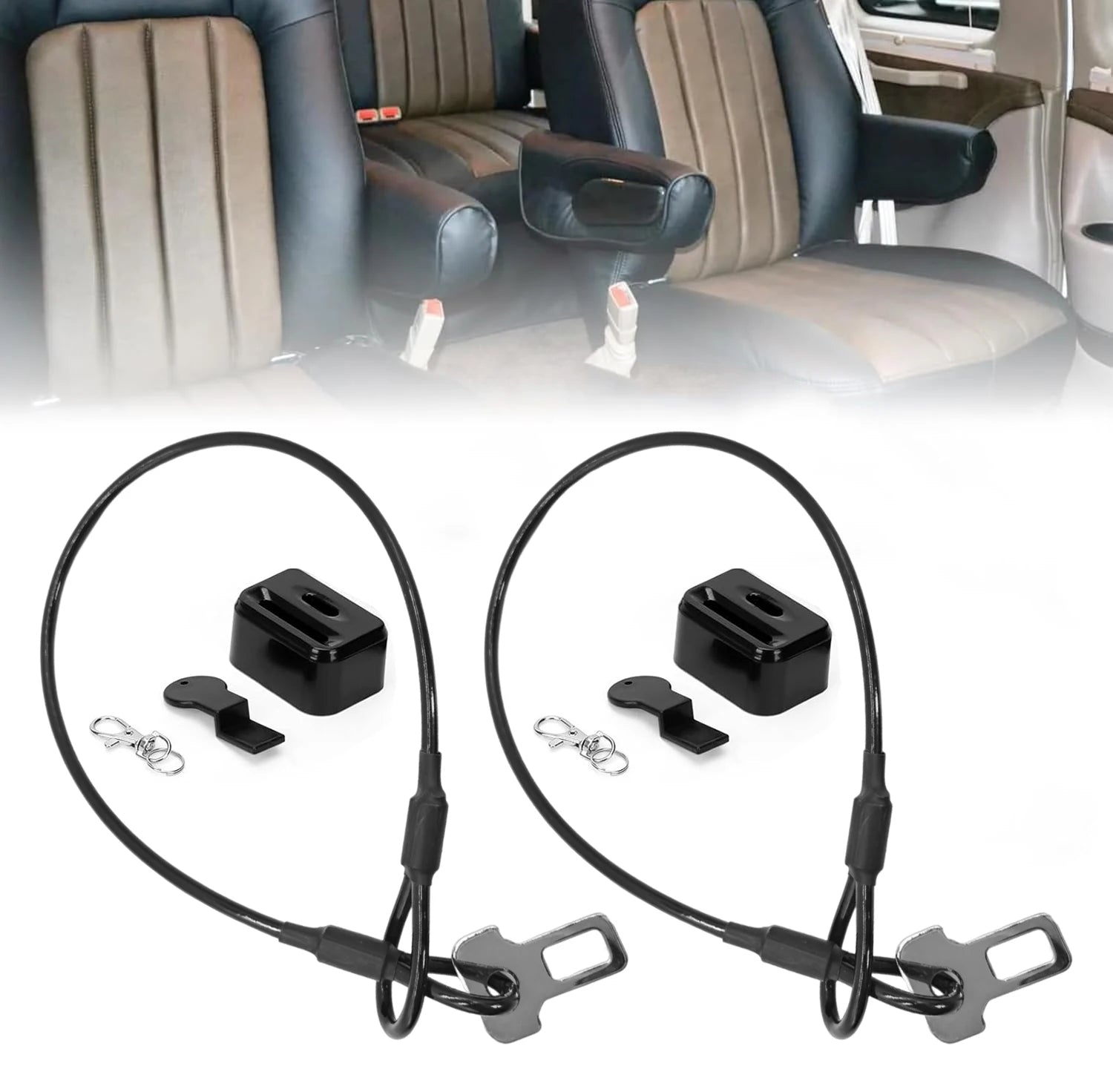 2 Pack Safety Rope Seat Belt Latch Security Door Straps-Locks Using The Seatbelt Anchor For Motorhome Cab Anti-Theft Accessories